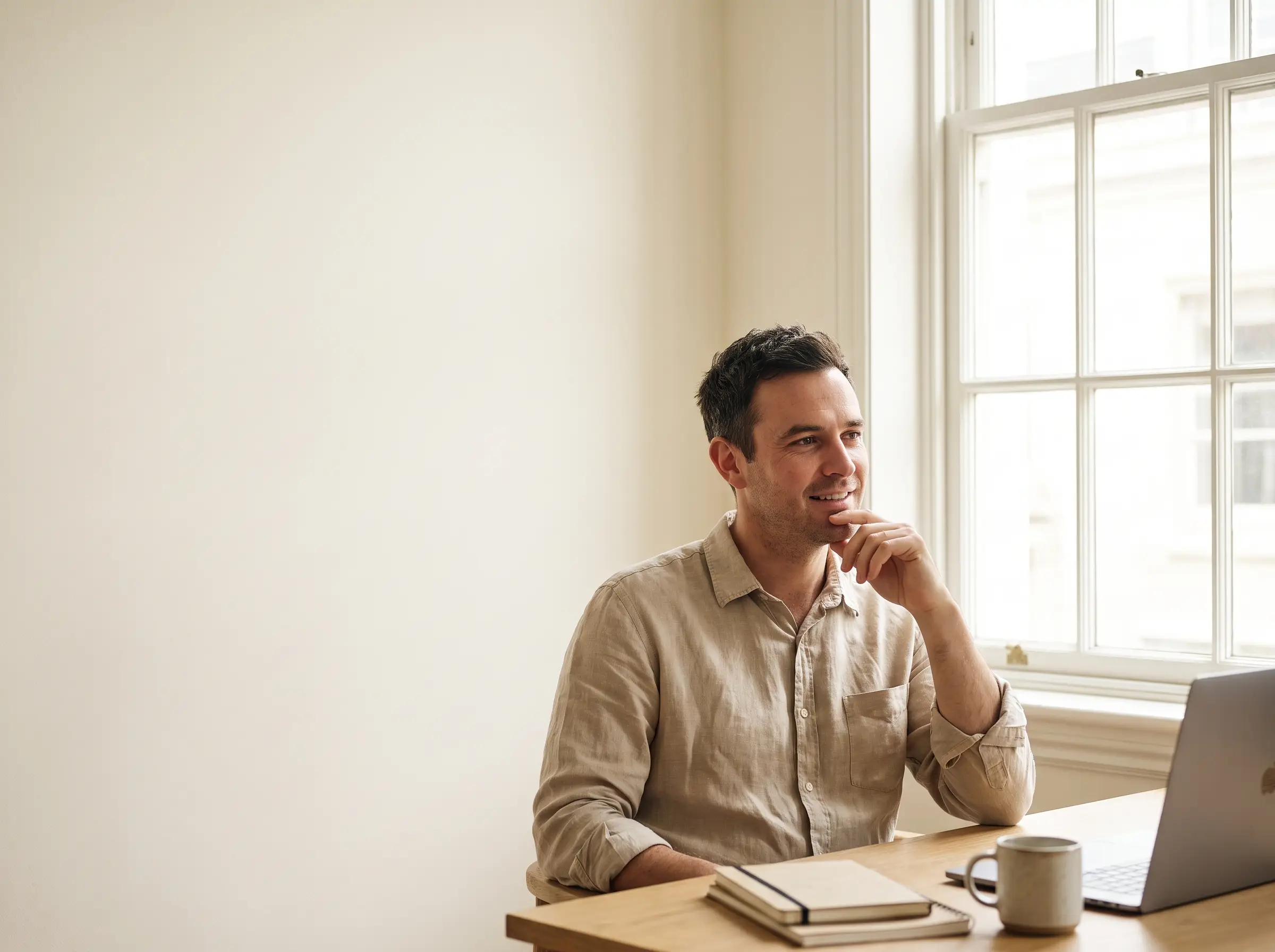 A founder at his desk, replying to the agent